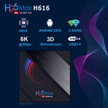 Sākotnējā H96 Max H616 Smart TV Box Android 10.0 Youtube HD 6K Android TV Box Google Balss Palīgs PK T95 X96 Max Plus