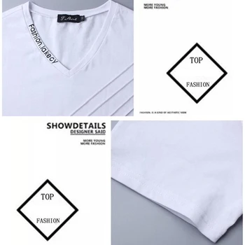 TFETTERS 2020. gadam, Modes T Krekls Vīriešiem Vasaras Tops ar Īsām Piedurknēm V-veida kakla tīrtoņa Krāsu Regulāras Fitnesa Mens svītru Kokvilnas Apģērbu