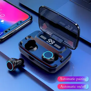 TWS Bluetooth Austiņas V5.0 9D Stereo Bezvadu Austiņas Sporta Ūdensizturīgs Austiņas Mini Taisnība Bezvadu Earbuds, lai mobilais
