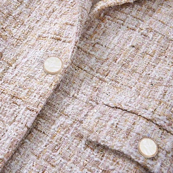 Tvīda jaka aprikožu Vizuļi flash auduma rudens / ziemas sieviešu jaka ar garām piedurknēm Biznesa dāmas viens gabals jaka, mētelis