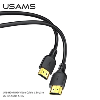 USAMS 4K 2.0 HDMI Kabeli, Video Kabeļi Zelta Pārklājumu Kopīgu 3D Kabelis Apple Tablet TV Sadalītāja Komutatoru HD Video, Audio Vads 3m
