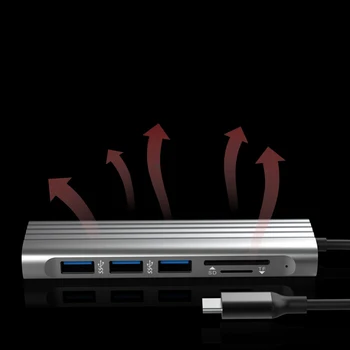USB C Hub Multiport Adapteri Portatīvo Alumīnija Sakausējuma ar HDMI Izejas USB Ports Savietojams Vairāk C Tipa Ierīces FKU66