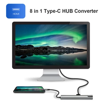 USB C RUMBAS C Tipa Adapteris ar 4K USB C HDMI Ethernet 100mbps RJ45 Ports, 2 USB 3.0 Porti, USB-C PD attiecībā uz iMac MacBook air Pro