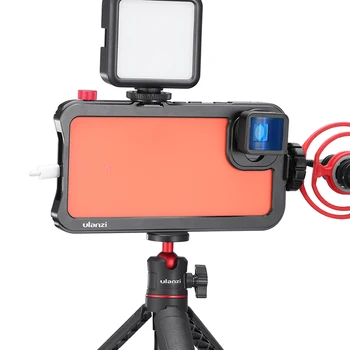 Ulanzi Vlog Metāla Būris Gadījumā Pikseļu 4 XL Pagarināt Aukstā Apavu LED Gaismas, Mikrofons Vertikālā Fotografēšana, Lietu Vāku