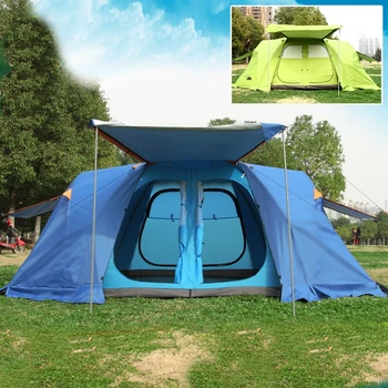 Upgrade versija!Jauna kempinga telts 6-8 cilvēku ģimenes kempings telšu automātiskā divu guļamistabu zāles ar plus sniega svārki 9474