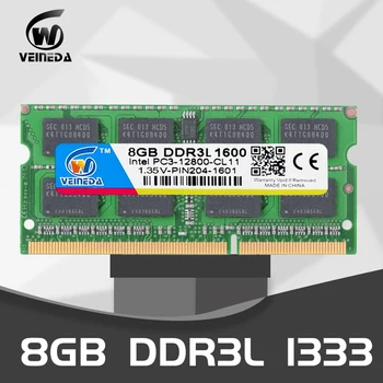 VEINEDA Klēpjdatoru ddr3l 1333 8gb 4gb PC3-10600 1600 PC3-12800 1.35 V Sodimm 204PIN Ram Saderīgs Intel ddr3L