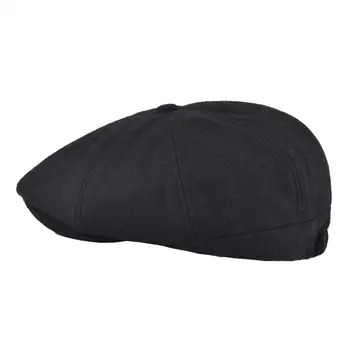 VOBOOM Black Newsboy Cepures Vīriešu Vilnas Maisījums Dzīvoklis Cabbies Rudenī, Ziemā Silts Dzīvoklis Gatsby Cepuri Dzīvoklis Caps Classic Headpiece 111 183670