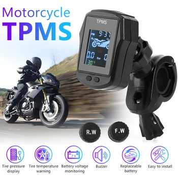 VODOOL Ūdensizturīgs Motociklu TPMS Riepu Spiediena Monitoringa Sistēma, LCD Displejs, Riepu Spiediena Trauksmes Sistēmas Ar Ārējo Sensoru