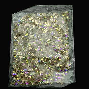 Vairumtirdzniecības 1440pcs/iepak Kristāli AB Nagu Rhinestones Dzīvoklis Zelta Apakšā Lāse Rhombus Stikla Akmeņi Nail Art Rotājumi
