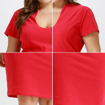 Vasaras 2020 Plus Lieluma Kleitu Modes Sexy Slim OLA Stilā ar Īsām Piedurknēm Red Vestidos Biroja Eleganta Kleita Retro Sieviešu Ceļa Kleita