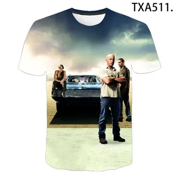 Vasaras Fast & Furious 3D T krekls ar Īsām Piedurknēm Vīriešu, Sieviešu, Bērnu Modes Streetwear Zēns Meitene Bērniem Iespiests T-krekls Atdzist Topi Tee