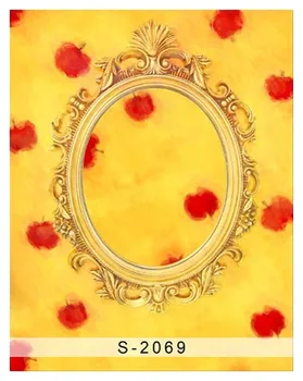 Vinila Eļļas glezna red apple princese spogulis dzeltena fona fotogrāfija backdrops bērniem foto studijas portreta fona 48882