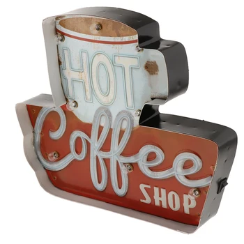 Vintage Kafijas Modeli Metāla Skārda Zīme, Sienas Plāksne, Mākslas Plakātu, LED Gaismas Kastes, Restorāns, Ēdināšana, Istabas Dekori
