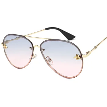 Vintage Metāla rāmis bišu sieviešu saulesbrilles 2019 modes UV400 polarizētās Briļļu Dizaineru, saules brilles 23983