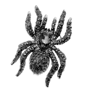 Vintage Paziņojumu, 10-Kāju Liela Black Crystal Rhinestone Spider Piespraudes Milzīgs Bīstamu Kļūdu Pin Halloween Puse Rotaslietas