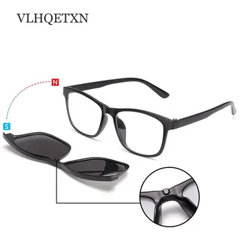 Vintage, Saulesbrilles Vīriešiem Polarizētās brilles Rāmis Magnētisko Dziedājis lasses UV400 Objektīvs Magnēts Klipu Par Optisko Recepšu Sunglass
