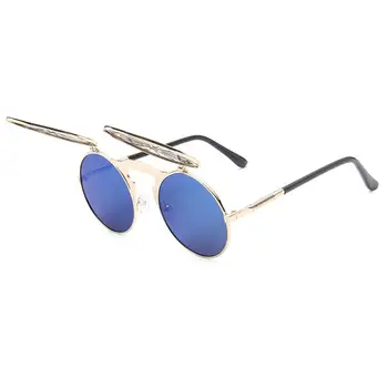 Vintage Steampunk Flip Saulesbrilles Atdzist Apaļas Metāla Rāmis, Saules Brilles, lai Vīrieši Sievietes Pavisam Dizaineru Loku, Brilles Oculos UV400