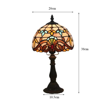 WOERFU 20cm Tiffany Galda Lampa E27 Sakausējuma Bāzes Baroka Guļamistabas Gultas Lampa Radošo Modes Retro Galda Lampa