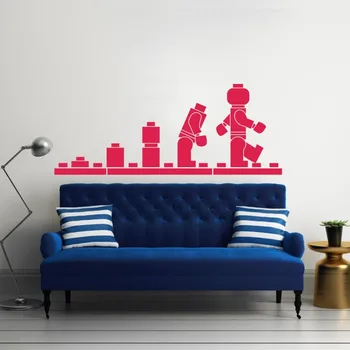 YOYOYU augstas kvalitātes Mākslas Dizaina Lego klučiem, mājas dekoru, Vinila Sienas uzlīmes noņemamas karikatūra robots rotaļlietu lētu istabu stickerl WW-356