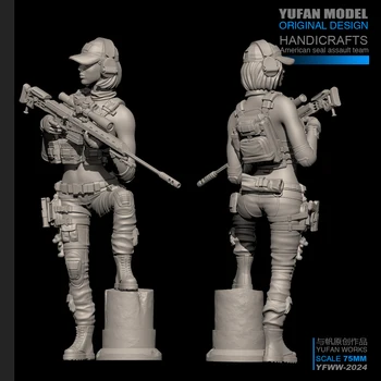 YUFan Modelis 1/24 Sieviešu snaiperis sveķu karavīrs self-samontēti (75mm)YFWW-2024. gadam 3826