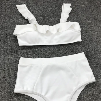 ZTVitality Balts Push Up Bikini 2020. Gadam Karstā Pārdošanas Ruffles Augsta Vidukļa Peldkostīmu Sieviešu Polsterēta Augsta Vidukļa Seksīgi Peldkostīmi Sieviešu Biquini