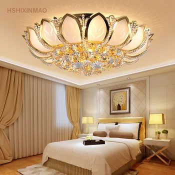 Zelta roundles rags dzīvojamā istaba LED kristāla griestu lampas guļamistabas lampa upscale atmosfēru Lotus Restorāns AC110-240V 44602
