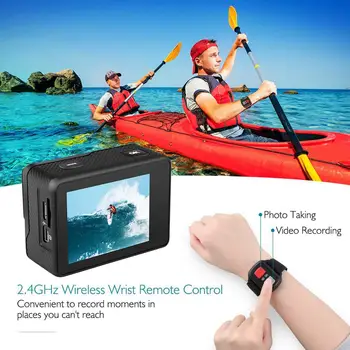Zemūdens Kameru Fotografēšanai, Video Ultra 4K 60FPS Darbības Kamera Ar Tālvadības pults Ekrāna Sporta Go Pro Kamera Ūdensizturīgs Varonis