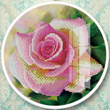 Ziedu Stils DIY 5D Dimanta Krāsošana Ar Apaļo Rāmi, Linga Tassles Dimanta Izšuvumi Krustdūrienā Mājas Sienu Apdare