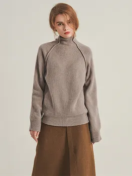 Ziemas augstas kvalitātes džemperis džemperis ar augstu apkakli, īsu vienkrāsainu vienkārši modes zaudēt silts, elpojošs liela izmēra džemperis