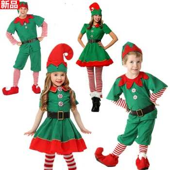 Ziemassvētku Cosplay Kostīmi Bērniem, Meitenēm, Elf Grinch Kleitu Jaunā Gada, Ziemassvētku Puse Zaļā Santa claus Darbības Apģērbu ar Cepuri