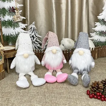 Ziemassvētku Trikotāžas Gnome Dāvanas Shopwindow Ziemassvētku Rotājumi Ziemassvētki Svētku Piegādes Roku Darbs Tomte Plīša Lelle Dekori