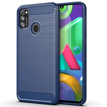 Zilā Oglekļa case for Samsung Galaxy M21, oglekļa sērijas no caseport 2409