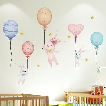 [shijuekongjian] Colorfull Baloni, Sienas Uzlīmes DIY Karikatūra Truši Dzīvniekiem, Sienas Uzlīmes Bērnu Istabas, Bērnu Guļamistaba Dekorēšana