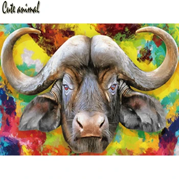Āfrikas bifeļu dzīvnieku bull Dimanta Izšuvumi 5D DIY Dimanta Glezniecības Pilnībā Urbi, Kvadrātveida, apaļas Rhinestone Mozaīkas Rokdarbi Dekori