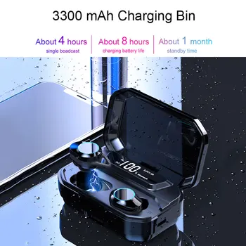 Ūdensizturīgs Blutooth Austiņas Bezvadu Earbuds Touch Kontroli Skaņas Stereo Sporta Spēļu Austiņas 3300mAh Baterija Austiņas