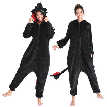 кигуруми Kā train your dragon onesies sievietes vīrieši cute dzīvnieku anime bezzobaina pidžamas ziemā silts flaneļa pidžamu sleepwear
