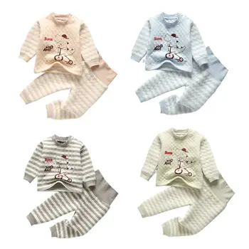1-4T Bērnu Pidžamas Komplekts Baby Zēni Meitenes Kokvilnas polsterējumu Tops un Bikses Unisex Biezu, Siltu Pidžamu Toddler Kids Sleepwear Apģērbi