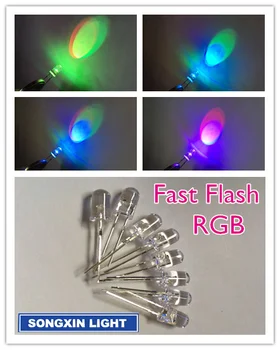 1000 gab./DAUDZ 5mm Ātri RGB Flash Red Green Blue Rainbow Vairāku Krāsu gaismas diožu Kārta LED XIASONGXIN GAISMAS F5 Pilnu krāsu