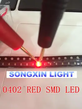 1000PCS 0402 1005 1.0X0.5 mm sarkanās gaismas SMD gaismas diode SMD LED Lampas, borta loka 620-625NM 1.0*0.5*0.35 MM
