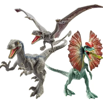 12-17cm Jurassic Pasaules Rotaļlietas Uzbrukums Pack Velociraptor Zilā Dimorphodon Gallimimus Pūķis PVC Rīcības Attēls Modelis Lelles