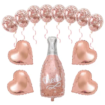 13pcs Priekā Šampanieša Pudeli, Balonu Komplektu, Rožu Zelta Konfeti Globos San Valentīna Diena Puse Piegādēm, Kāzu dekori