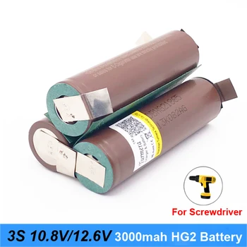 18650 hg2 3S 3000mAh 20amps par 10.8 v 12,6 v akumulatora skrūvgriezi šuvju lodēšanu sloksnes 3S 3S2P 12,6 v baterija (pielāgot) JAUNAS