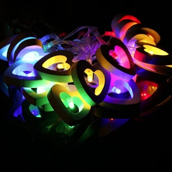 1M 10leds Radošo Koka Sirds LED String Ziemassvētku Gaismas Valentīna Diena Pasaku Gaismas Dārzs Dzimšanas dienas Pasākuma Puse Dekori Apgaismojums