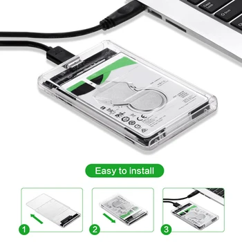 2.5 collu HDD, SSD Gadījumā, SATA III USB 3.0 Plastmasas Caurspīdīgs Cietā diska Diska Kameras Klēpjdatoru Notebook PC