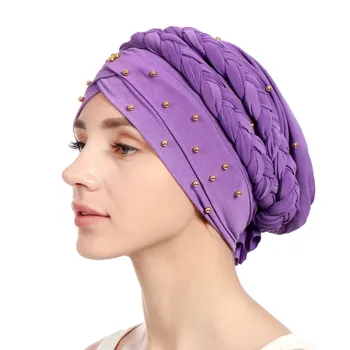 2019 Jauns dizains Musulmaņu Skullies & Beanies Acs&velvet šalle klp sievietēm luksusa zīmolu Pērle lakatu Āfrikas wrap Turban cepure