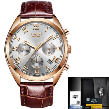 2019 Jaunu LIGE Vīriešu Pulksteņi Vīriešu Ādas Biznesa Datums Kvarca Skatīties Mens Luksusa Zīmolu Modes Ūdensnecaurlaidīgs Chronograph reloj hombre