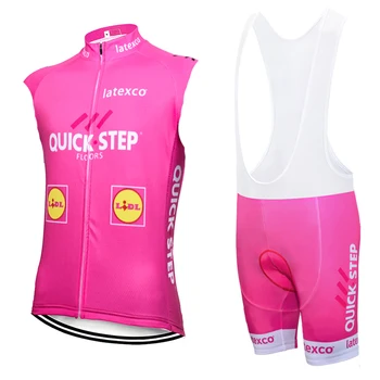 2019 RED Quickstep Riteņbraukšanas komanda jersey 12.D velosipēdu bez piedurknēm, šorti kopums Quick Dry Velo apģērbs vasaras ropa ciclismo hombre