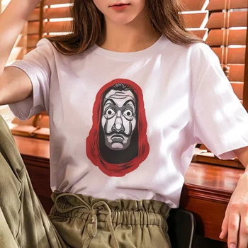 2019 seriāls La Casa De Papel T Krekls Sievietēm Naudu Heist Tee T Gadījuma Plus Lieluma Galotnēm Māja Papīra Smieklīgi T-Krekls Sieviešu