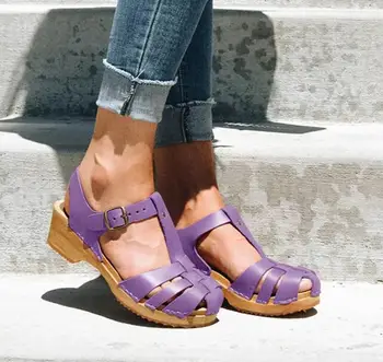 2020. gada Vasaras Modes Sievietei Kurpes Sandales Slēgtas Toe T-Siksna Zābaciņi Zapatos Mujer De Sandalias De Verano Para Mujer LP595