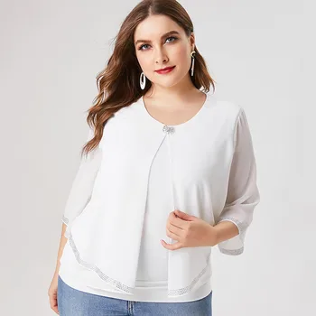 2020. gadam Ietilpst Sievietes ar garām piedurknēm Šifona Blūze, T-krekls modes dāmas Retro elegants mamma apģērbu Plus Lieluma Sieviešu Topi